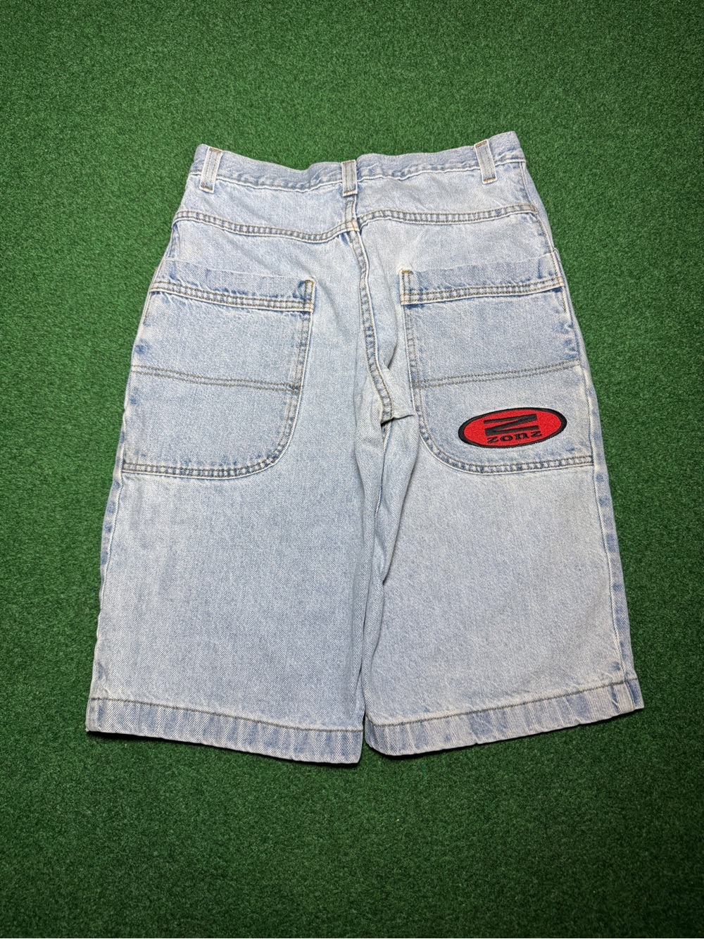 Zonz Super Baggy Jorts 30 Denim Shorts 90s Jnco 13” Light Wash Skater Grunge